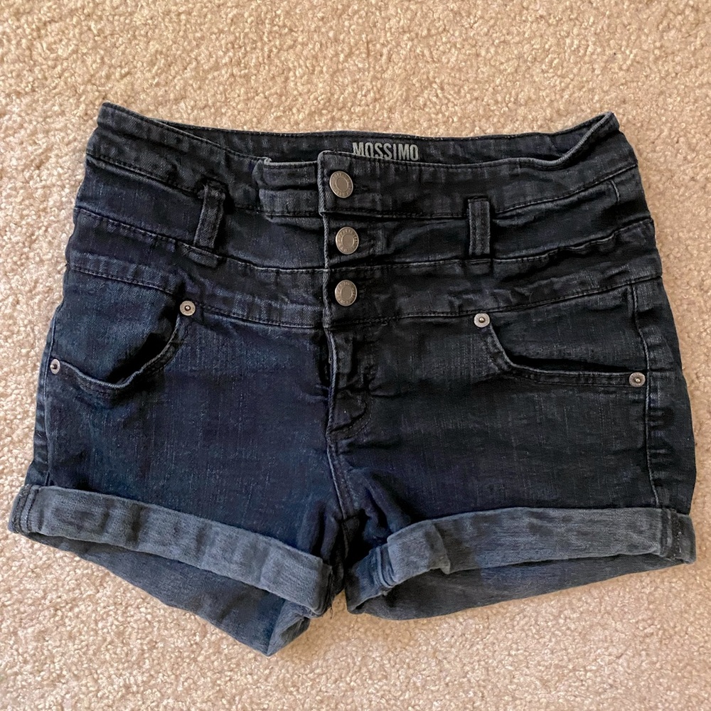 High Waisted black denim shorts